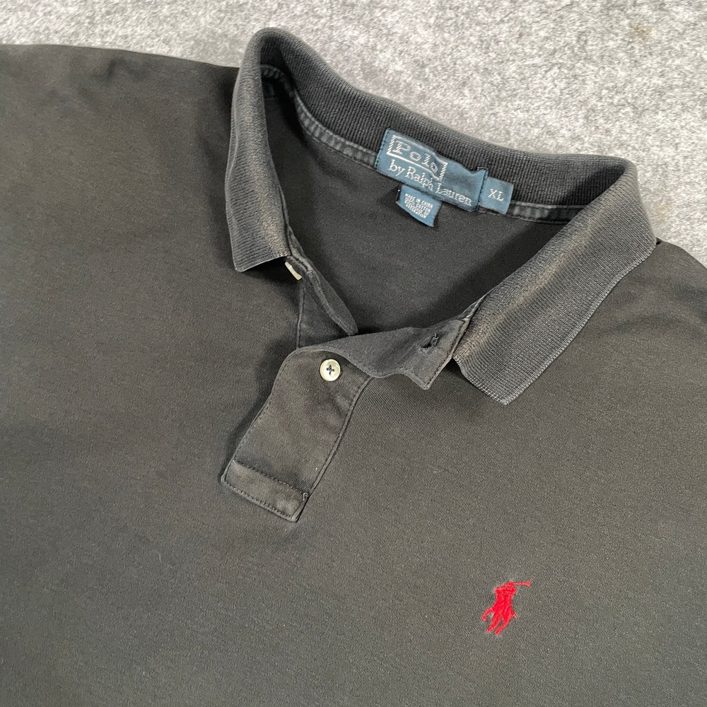 Polo Ralph Lauren Mens Polo Shirt XL Black Short Sleeve Red Pony Logo